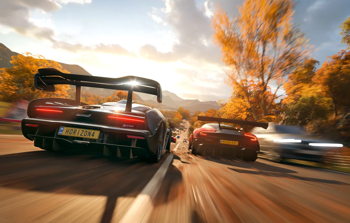 Фото обои Aston Martin, McLaren, Microsoft, game, 2018, Senna, Vulcan, Forza Horizon 4