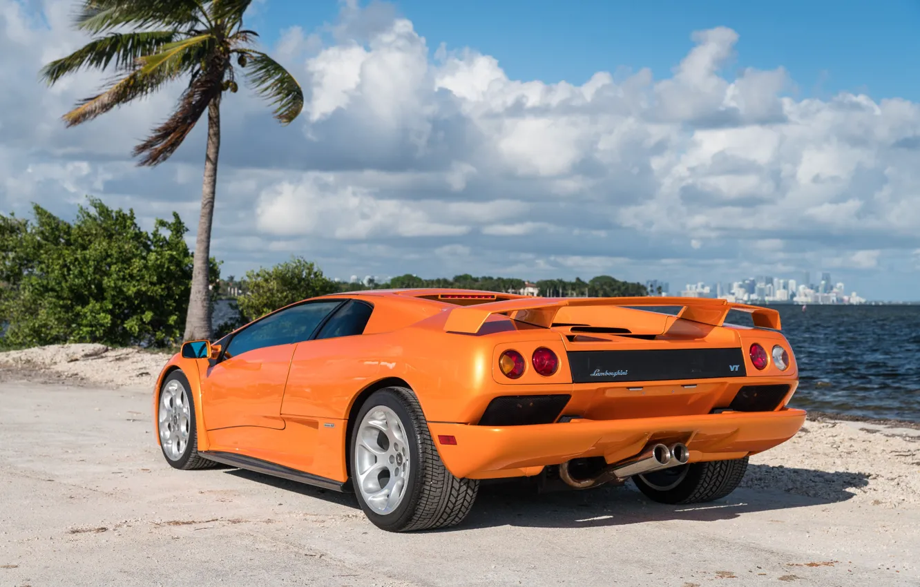 Фото обои Lamborghini, supercar, sky, sea, Diablo, Lamborghini Diablo VT 6.0