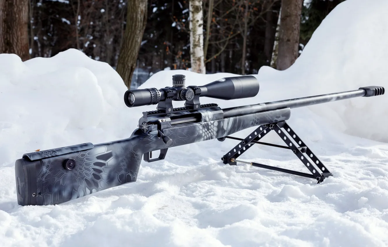 Фото обои Снег, Сумрак, Снайперская винтовка Лобаева, СВЛК-14