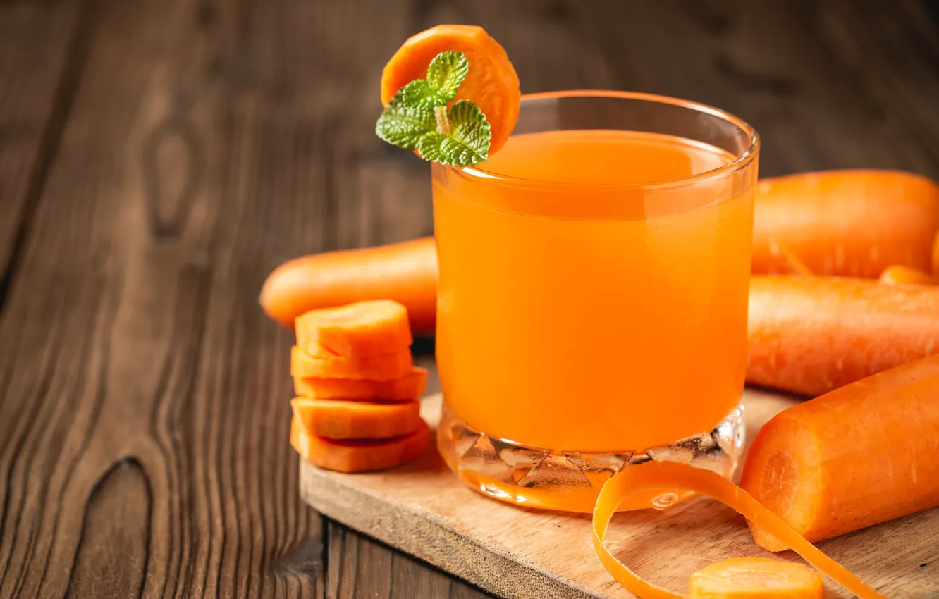 Фото обои стакан, сок, морковь, витамины, морковный сок