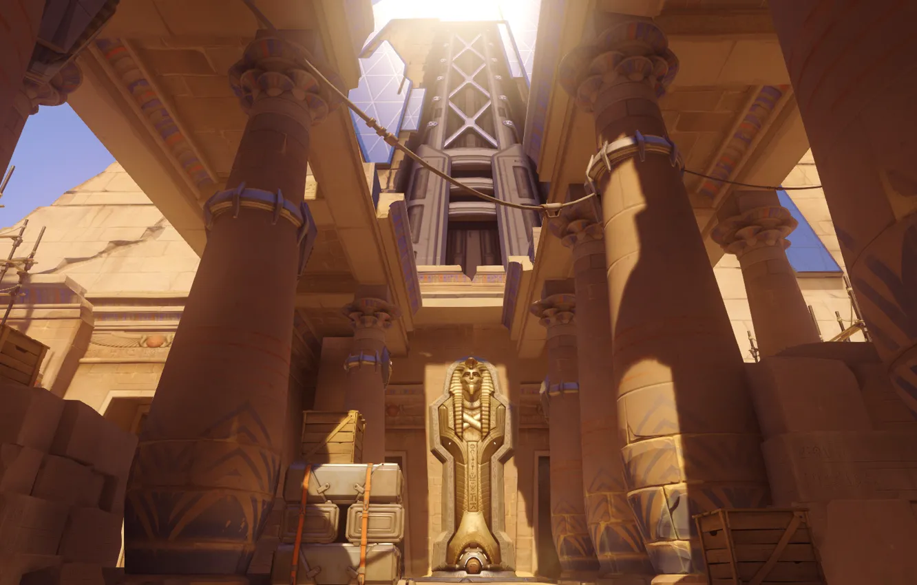 Фото обои пирамида, колонны, Overwatch
