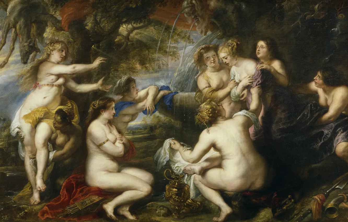 Фото обои эротика, картина, Питер Пауль Рубенс, мифология, Pieter Paul Rubens, Диана и Каллисто