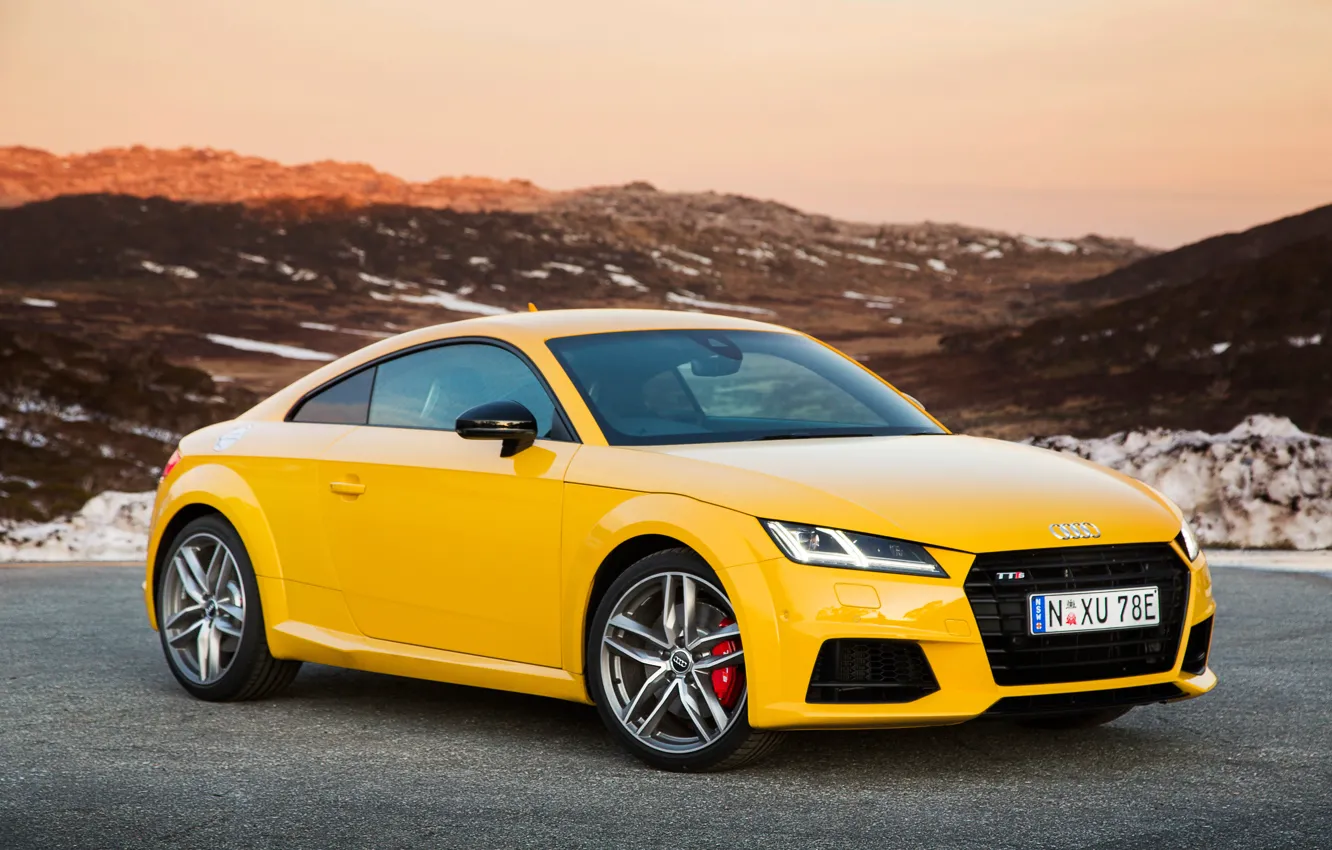 Фото обои Audi, ауди, купе, желтая, TTS