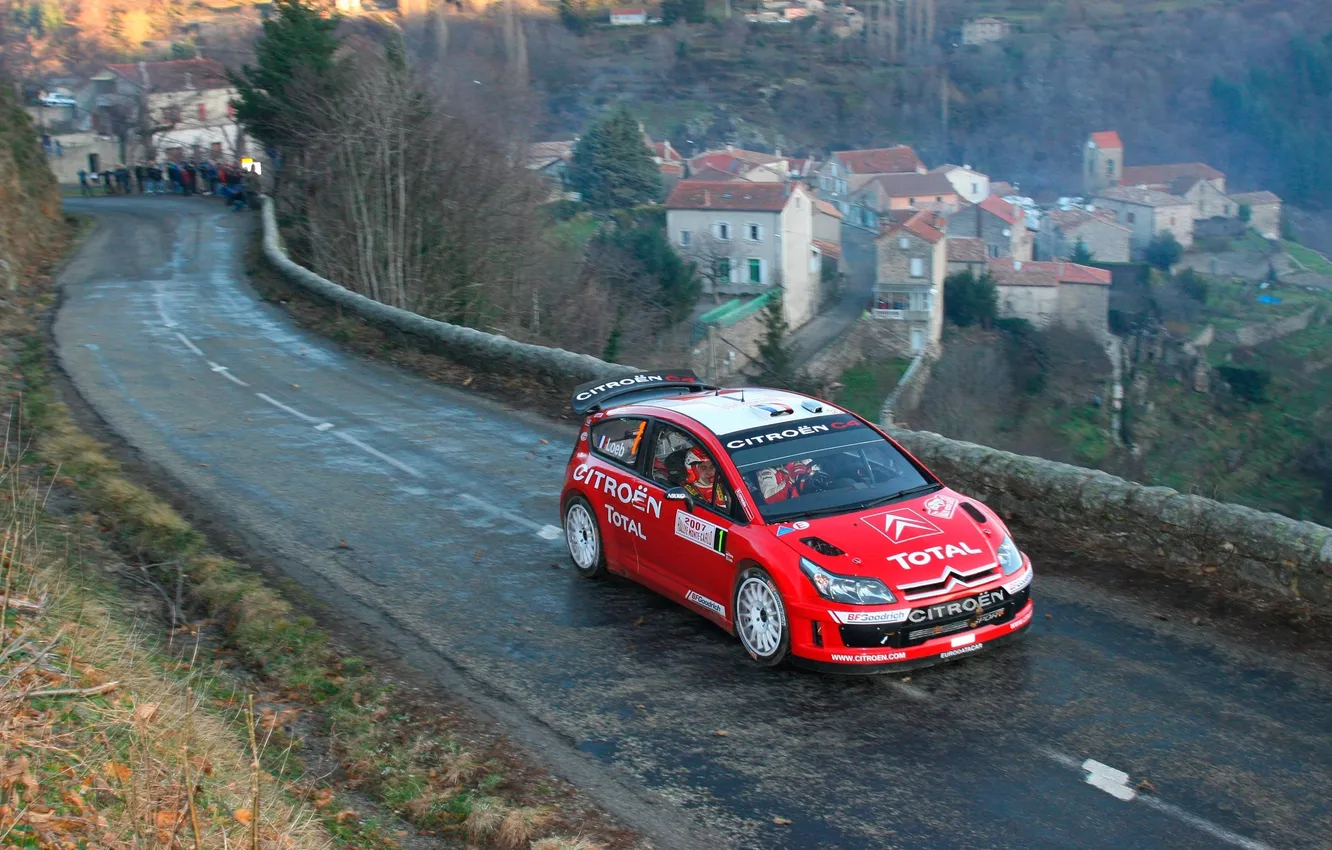 Фото обои Красный, Дорога, Ситроен, Citroen, WRC, Rally, Ралли, Sebastien Loeb
