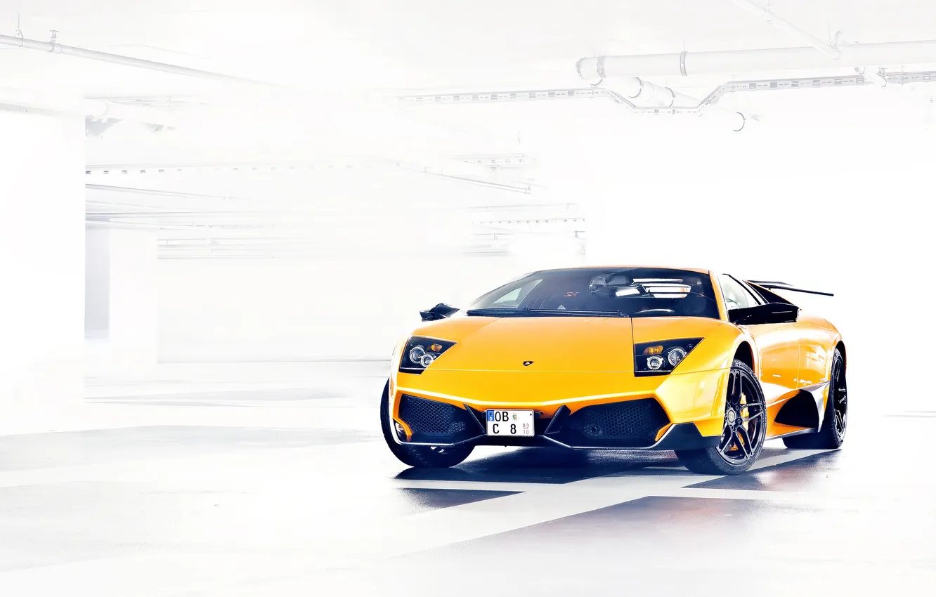 Фото обои жёлтый, Lamborghini, ламборджини, yellow, Murcielago, LP670-4, ламборгини, мурселаго