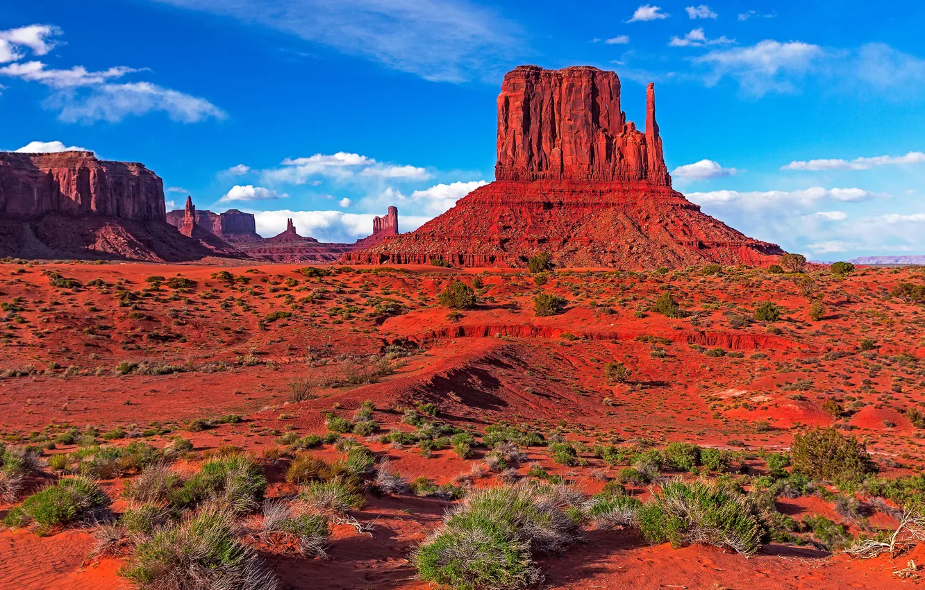 Фото обои небо, горы, природа, скалы, пустыня, Юта, США, Долина Монументов