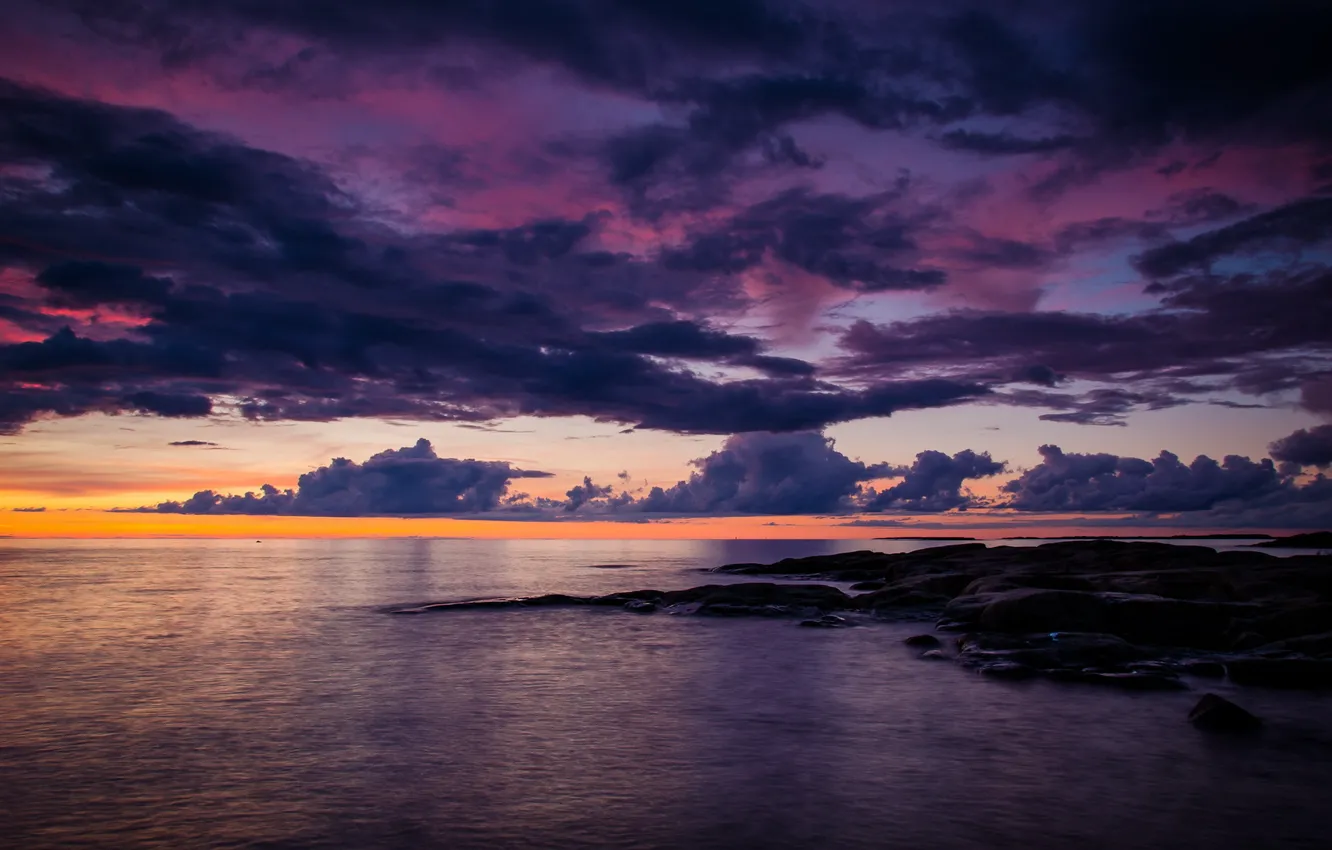 Фото обои море, пейзаж, Sunset in Lillsand
