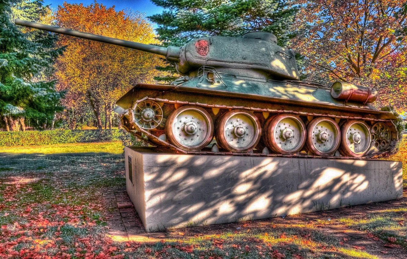 Фото обои HDR, памятник, Танк Т-34