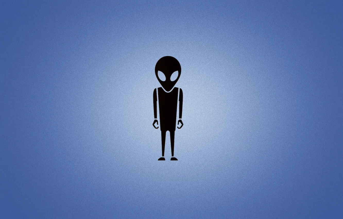 Фото обои черный, свечение, минимализм, инопланетянин, пришелец, alien, синий фон