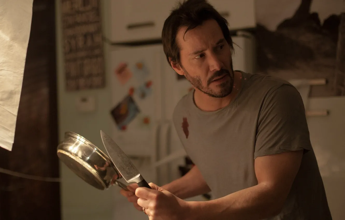 Фото обои cinema, blood, man, movie, fear, film, Keanu Reeves, knife