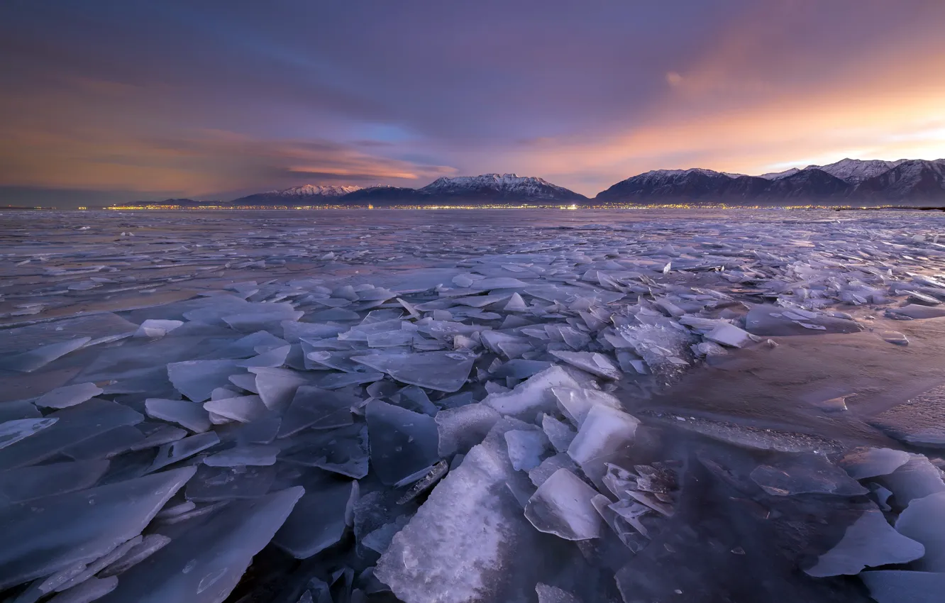 Фото обои море, берег, лёд