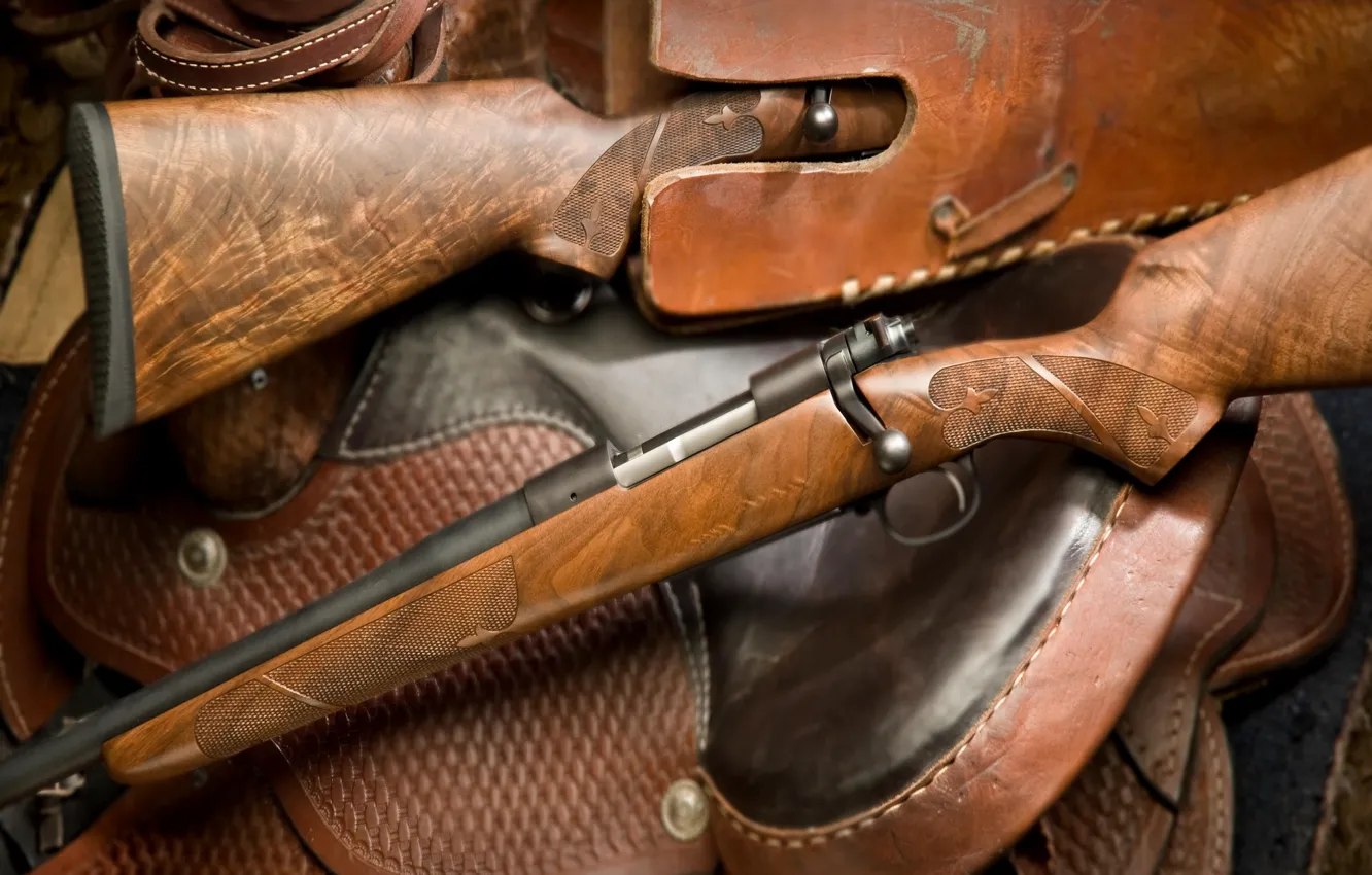 Фото обои gun, rustic, weapon, leather, rifle, cowboy, Rural, saddle