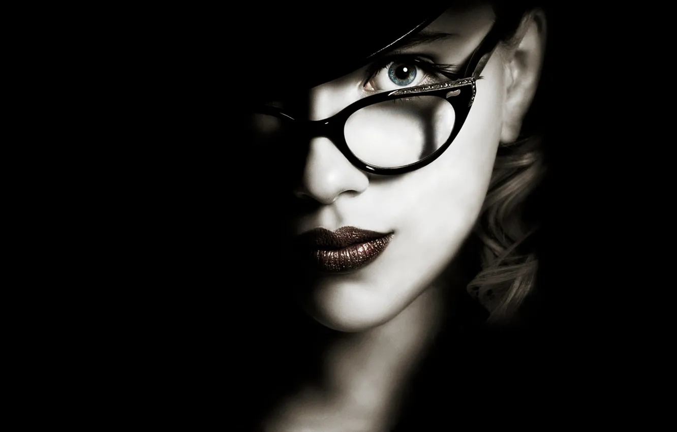 Фото обои лицо, кино, Scarlett Johansson, очки