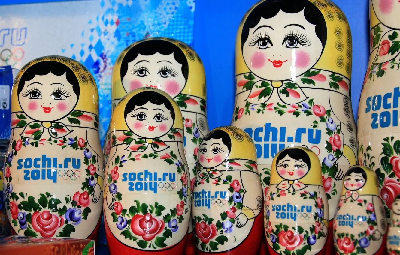 Фото обои матрёшки, Сочи 2014, Sochi 2014, олимпийские сувениры