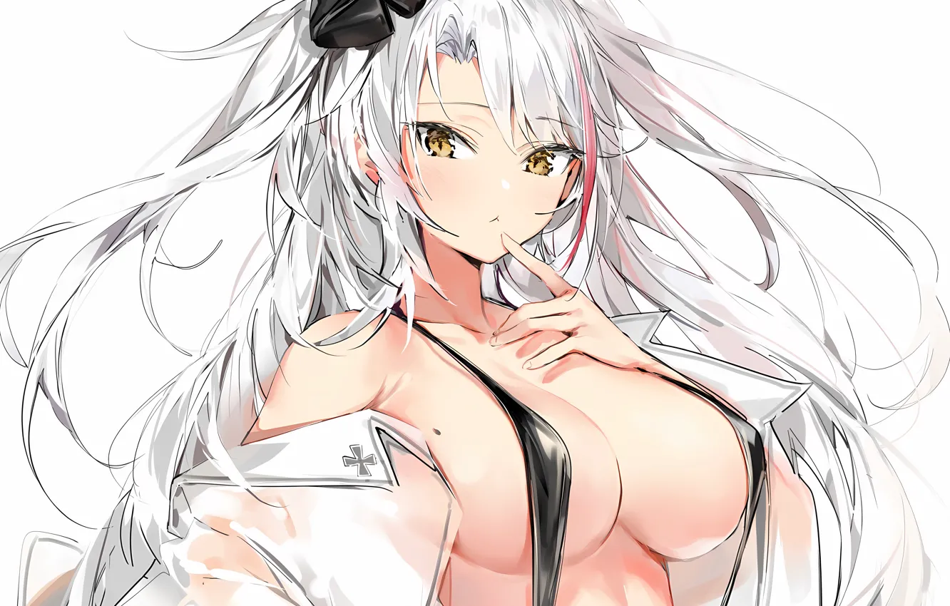 Фото обои girl, sexy, cleavage, long hair, boobs, anime, beautiful, pretty