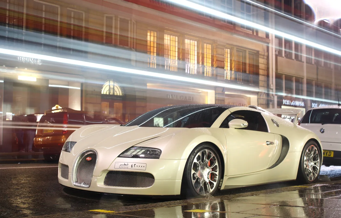 Фото обои дорога, обои, улица, тачка, Bugatti, Grand, Veyron, бугатти