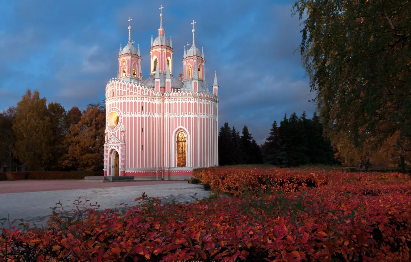 Фото обои парк, Санкт-Петербург, церковь, храм, Россия, архитектура, Дмитрий Анисимов, Чесменская церковь