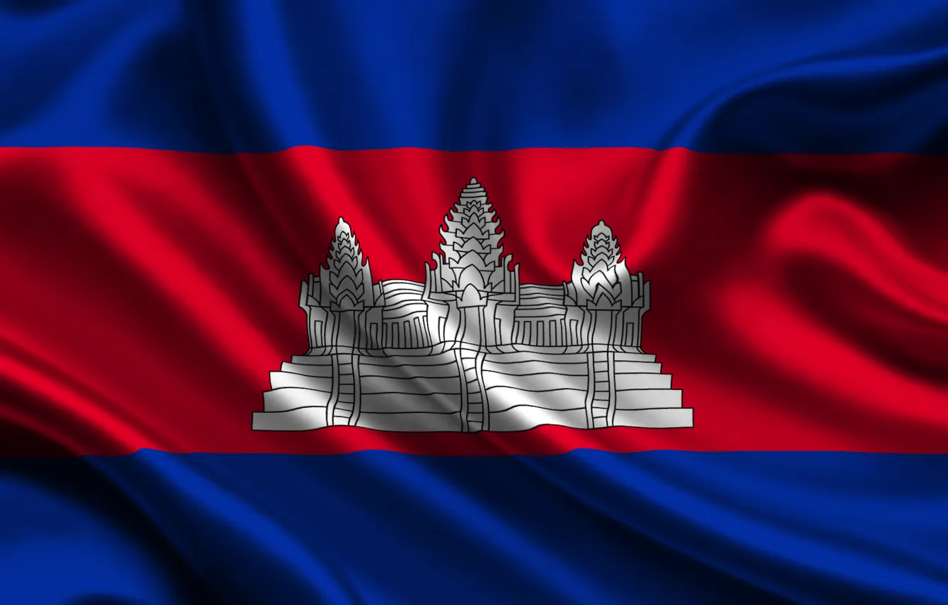 Фото обои Красный, Синий, Флаг, Текстура, Flag, Камбоджа, Cambodia, Kingdom of Cambodia