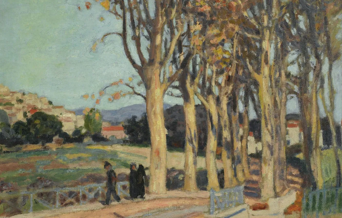 Фото обои пейзаж, картина, Элберт Андре, Albert Andre, Дорога в Кань-сюр-Мер