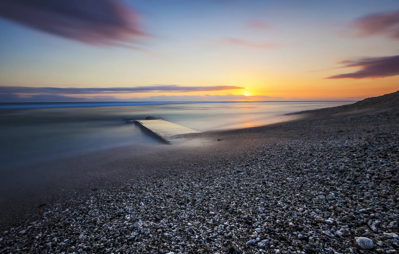 Фото обои море, пейзаж, закат