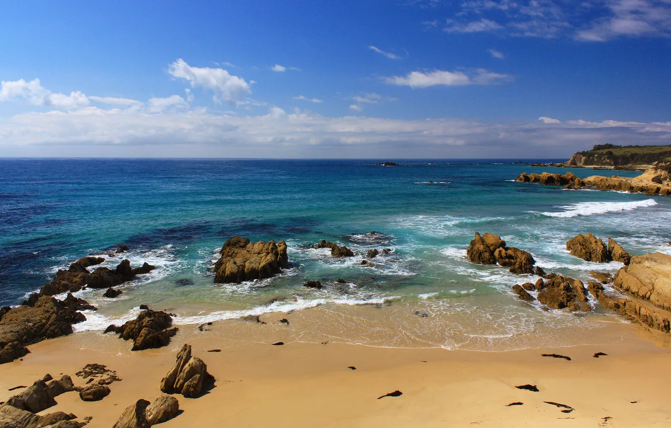 Фото обои песок, море, пляж, камни