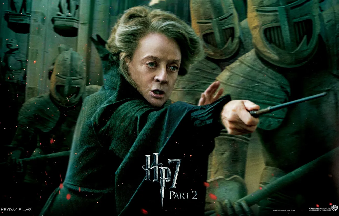 Фото обои воины, Harry Potter and The Deathly Hallows part 2, Minerva McGonagall, Минерва Макгонагалл, битва за …