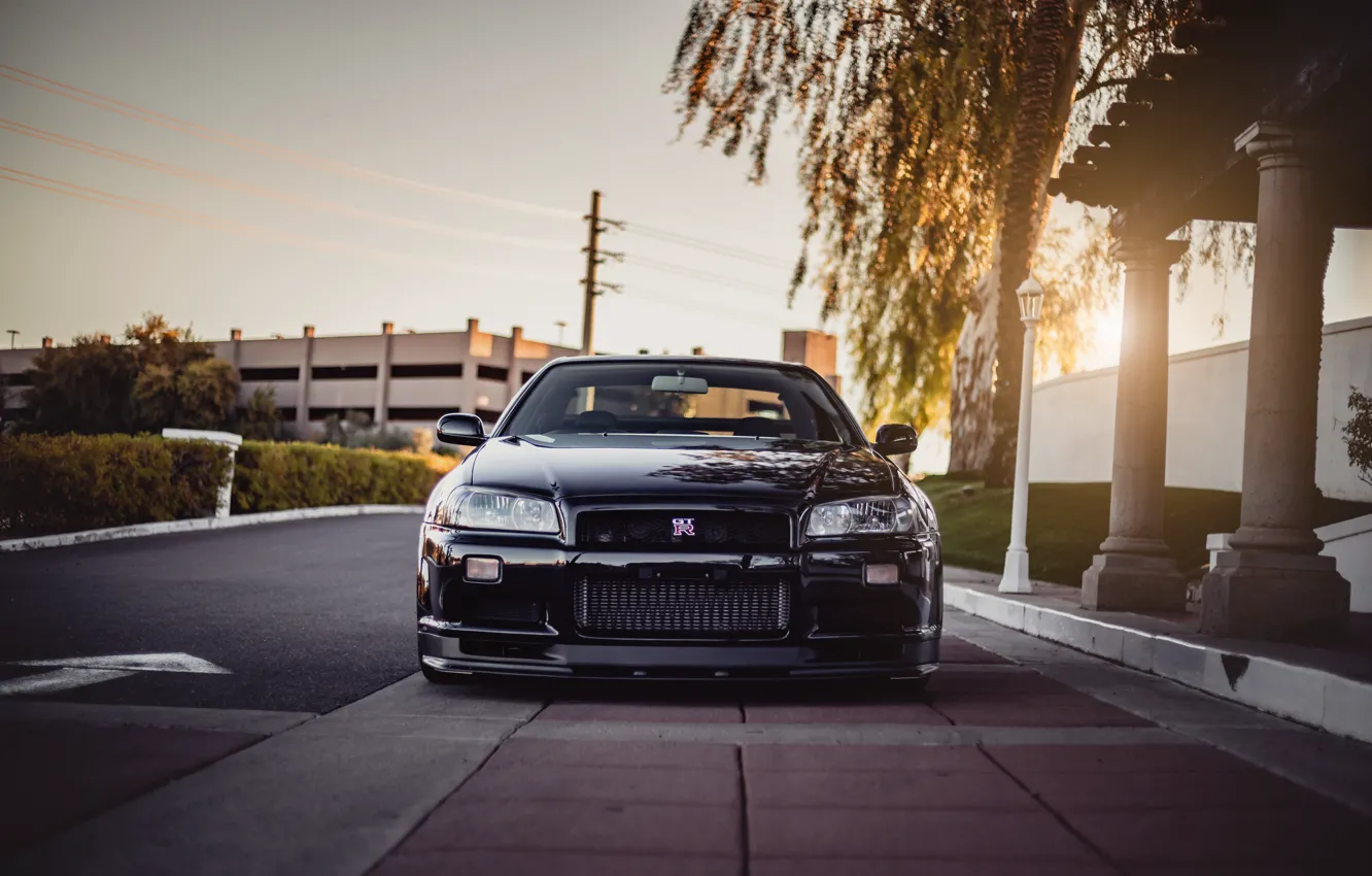 Фото обои GT-R, Black, Skyline, R34