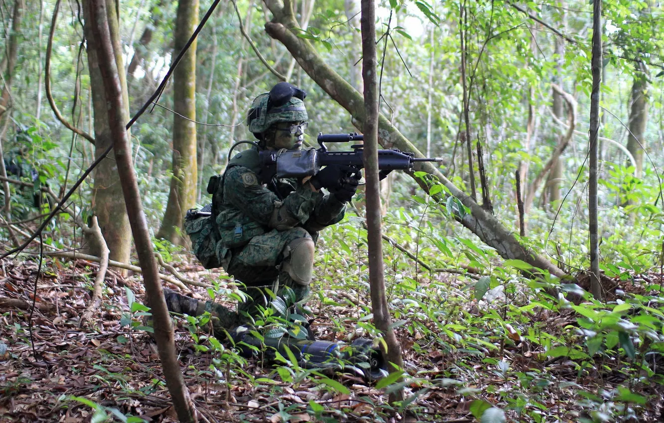Фото обои оружие, солдат, Singapore Army