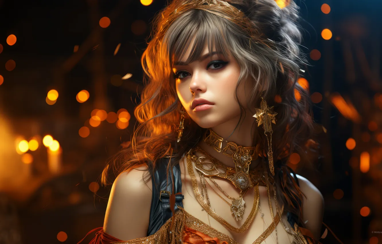Фото обои girl, cleavage, ai art