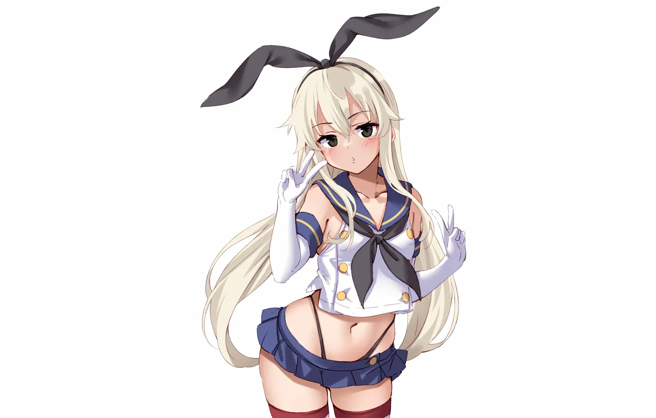 Фото обои girl, sexy, cleavage, school uniform, thighhighs, long hair, boobs, anime