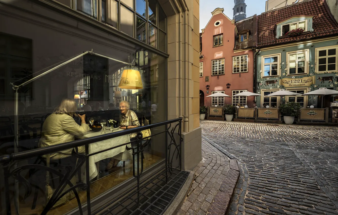 Фото обои улица, ресторан, Рига, Латвия