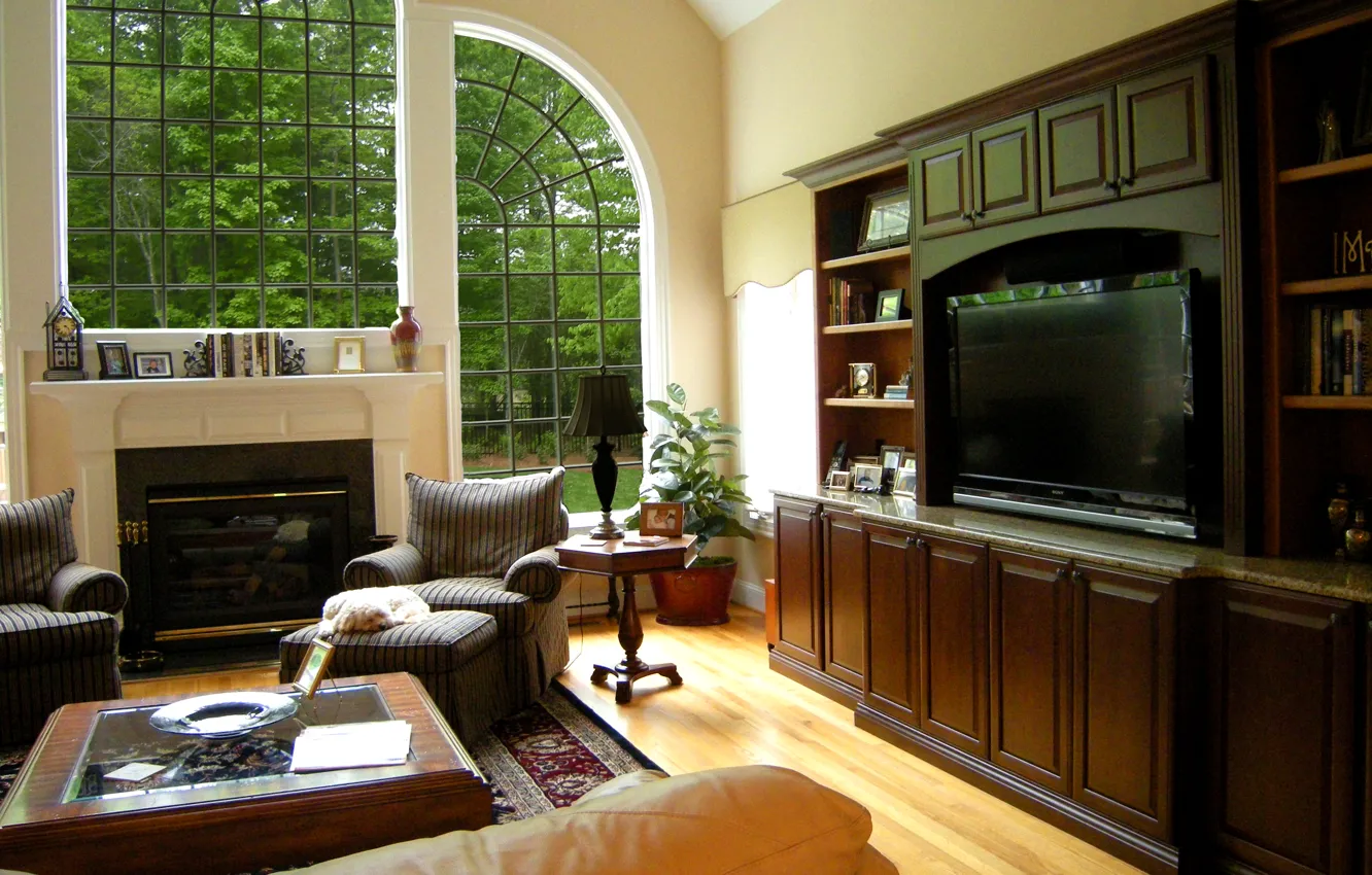 Фото обои design, style, living room, interior, fireplace