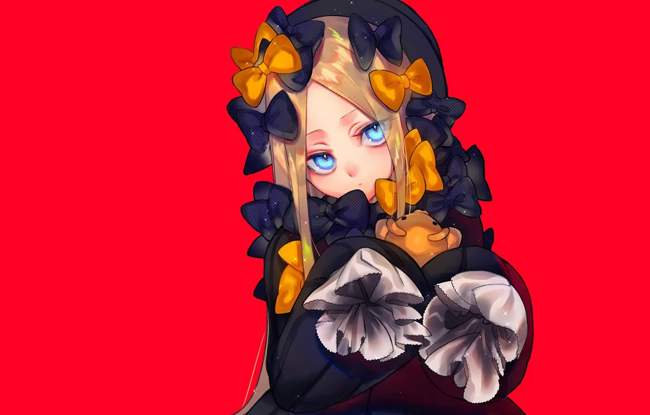 Фото обои аниме, арт, девочка, красный фон, Fate Grand Order, Судьба великая кампания, Abigail Williams, Foreigner