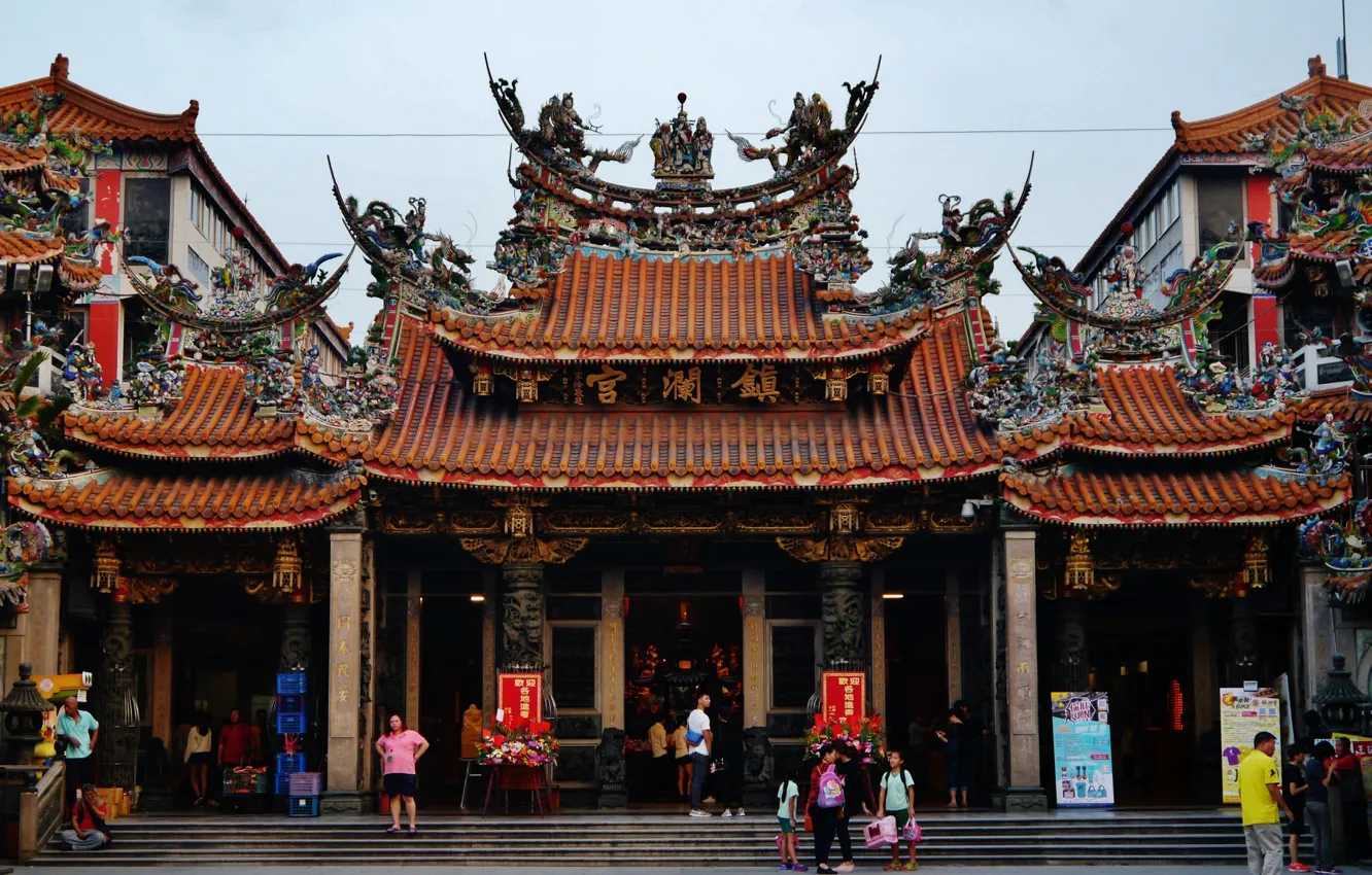 Фото обои China, Китай, иероглифы, архитектура, китайцы, буддийский храм