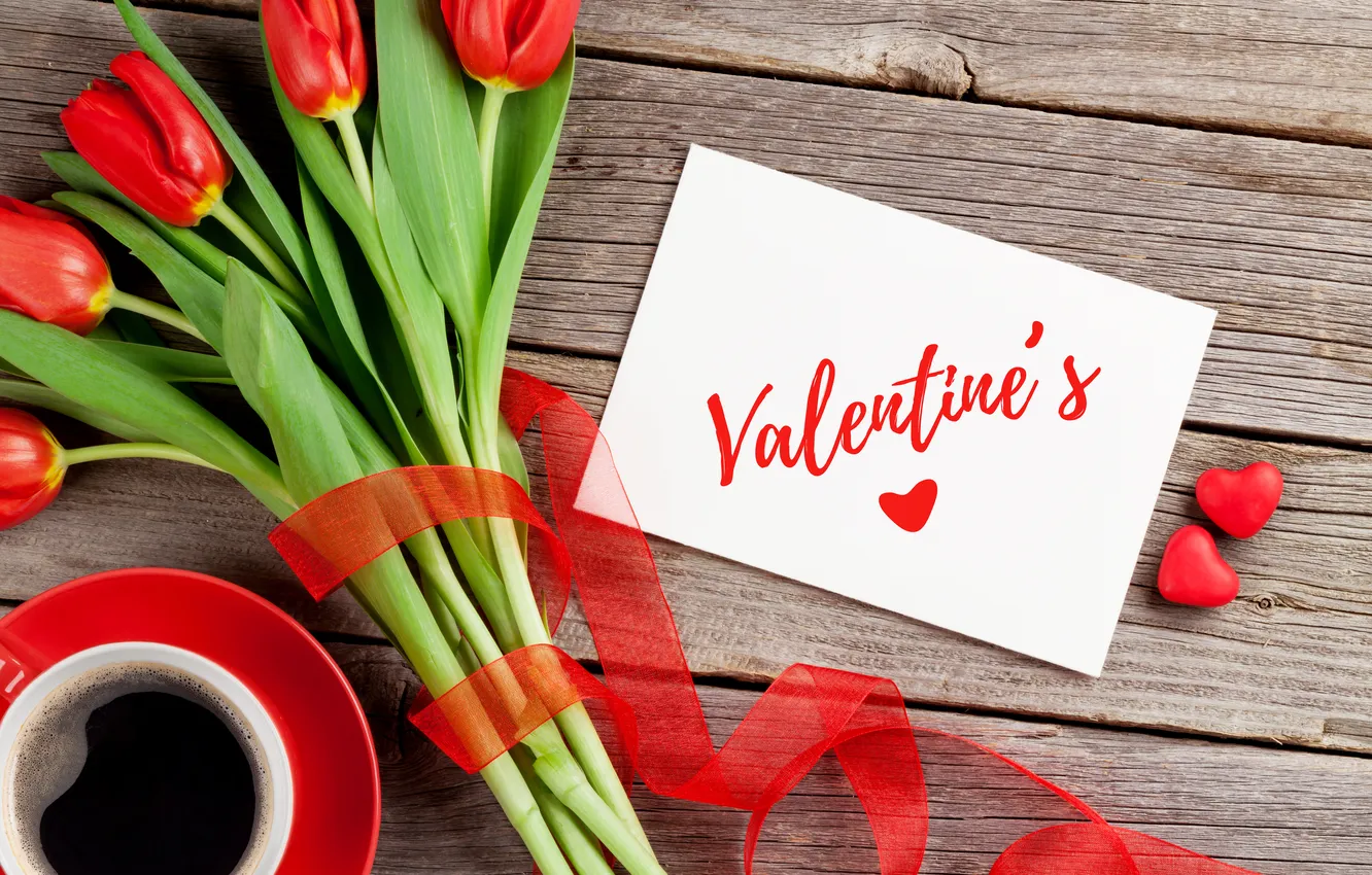 Фото обои любовь, цветы, подарок, романтика, сердце, тюльпаны, red, love