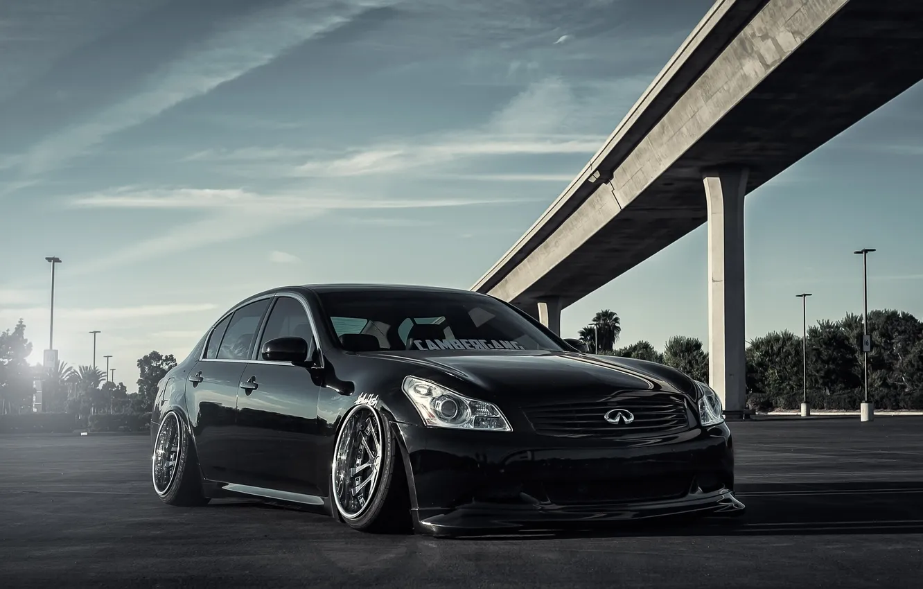 Фото обои Тюнинг, Infiniti, Инфинити, black, Tuning, stance, G37, Vossen