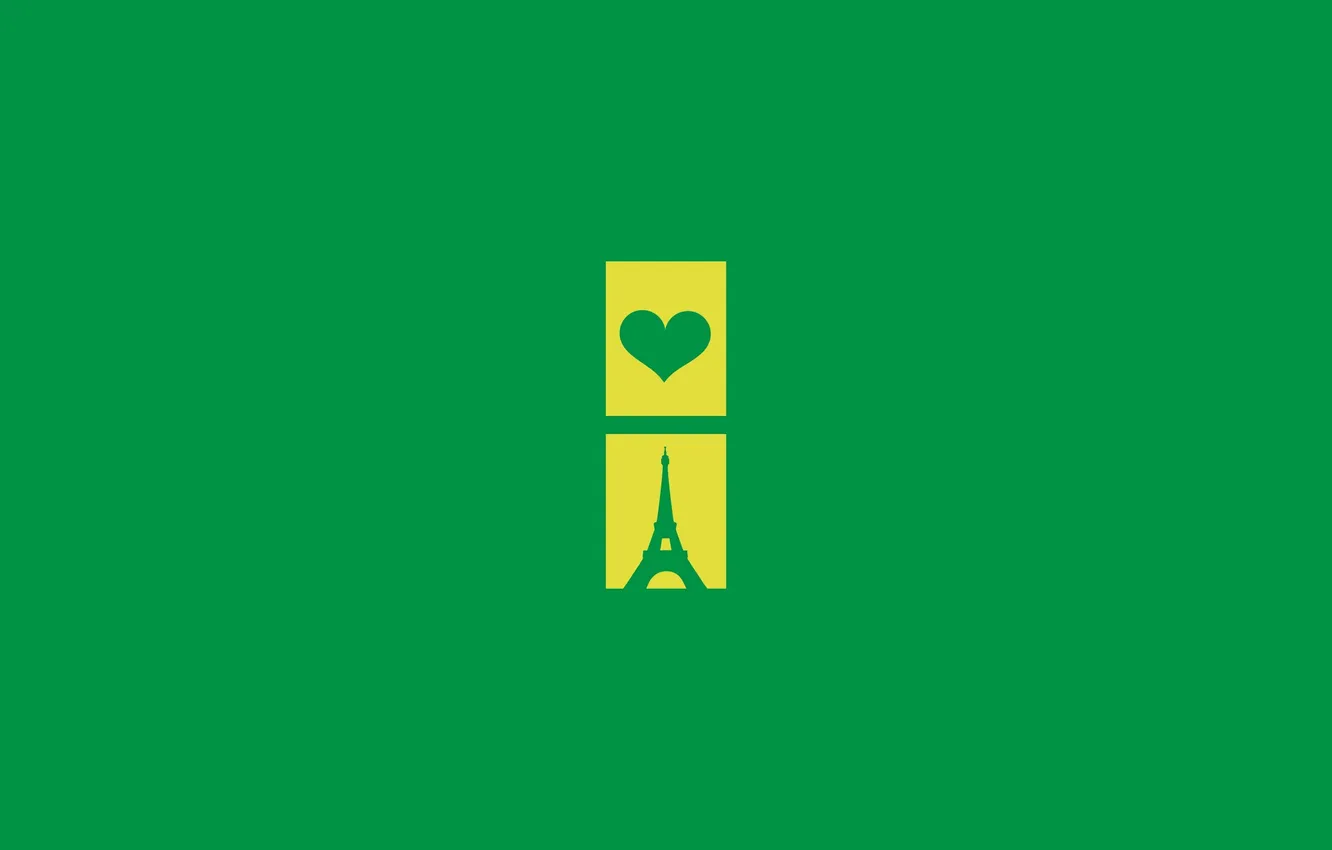 Фото обои сердце, Париж, Эйфелева башня, зеленый цвет