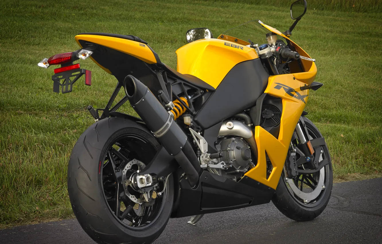 Фото обои желтый, мотоцикл, вид сзади, bike, yellow, EBR, 1198rx, эбр