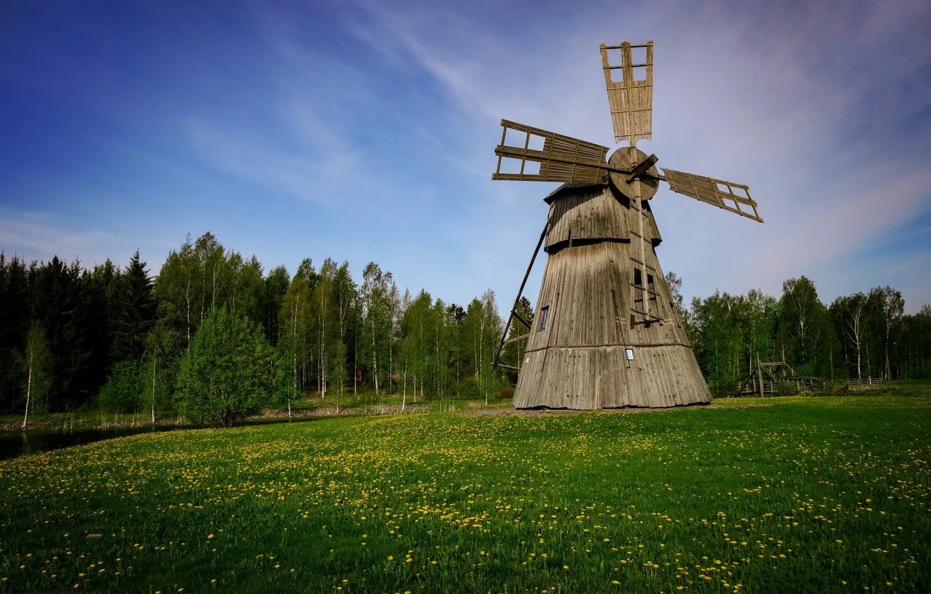 Фото обои ветряк, Финляндия, Хумппила