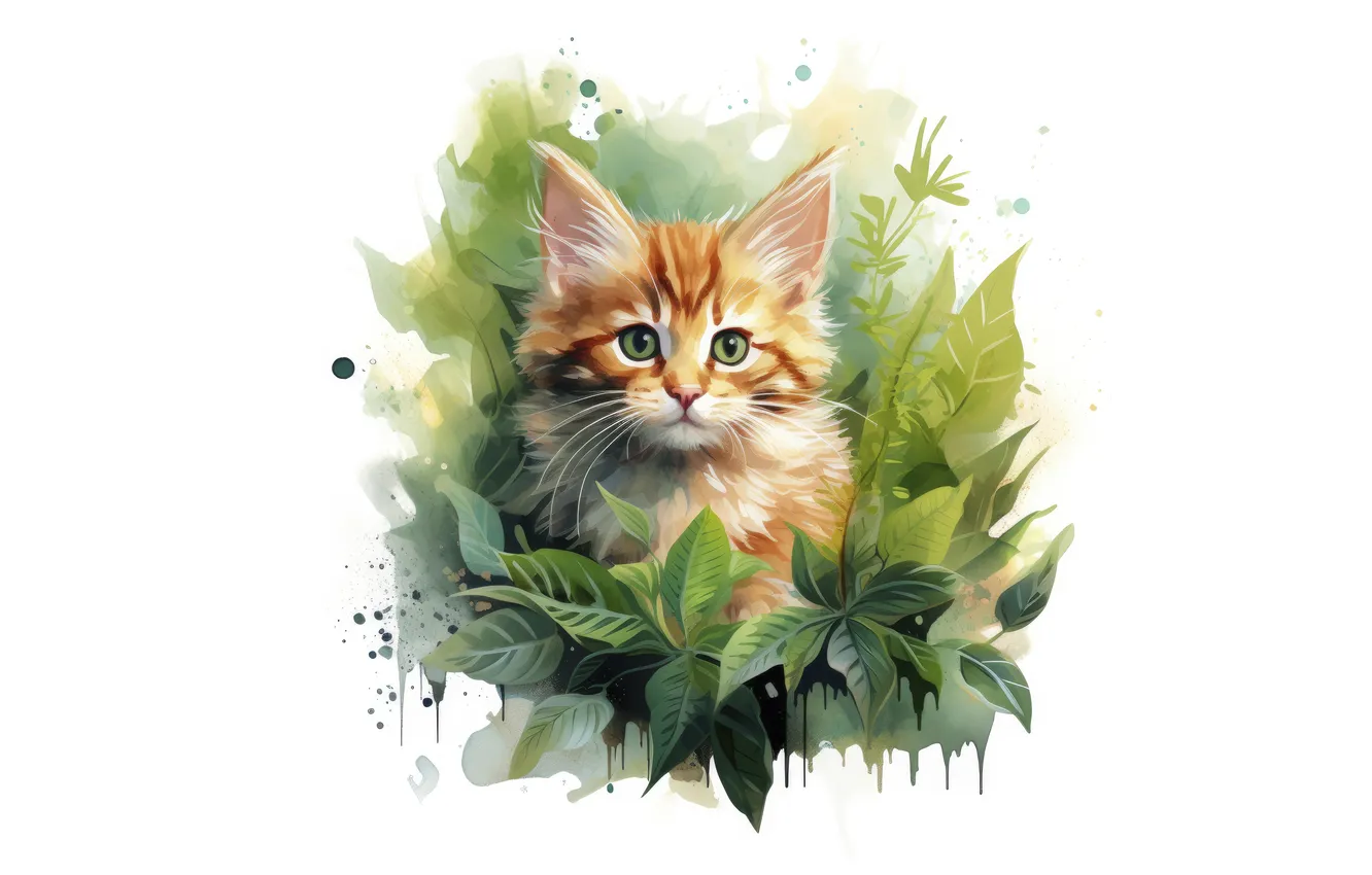 Фото обои кошка, кот, взгляд, поза, котенок, мордашка, ИИ-арт, нейросеть