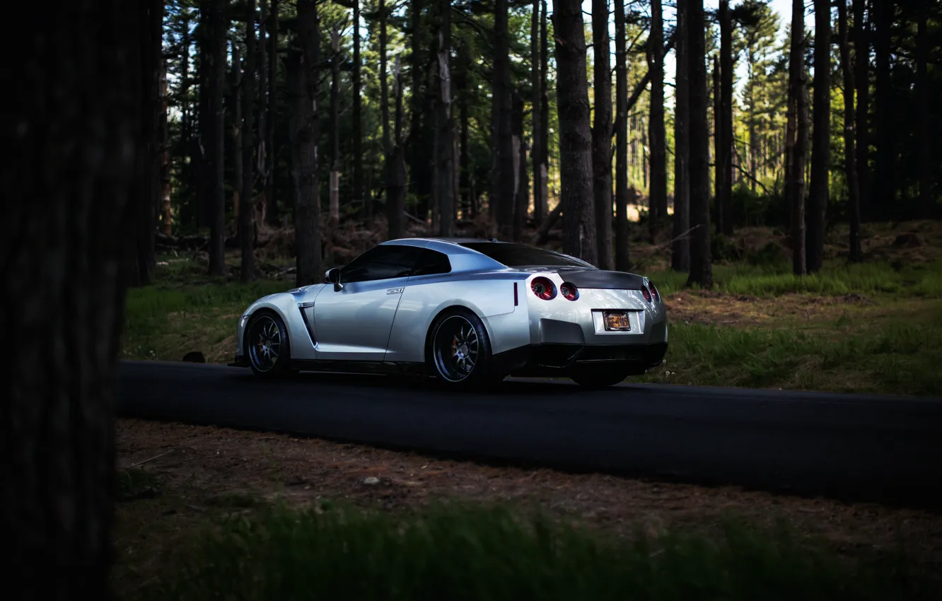 Фото обои GTR, silver, Nissan, sportcar, ниссан