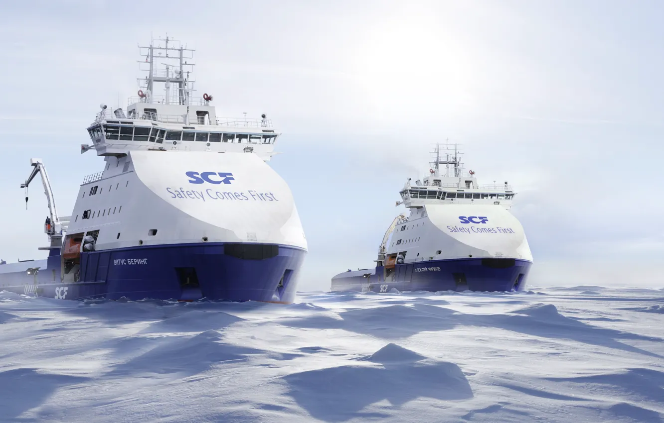 Обои Зима, Лед, Суда, Судно, Арктика, Рендеринг, Vessel, SCF, Offshore ...