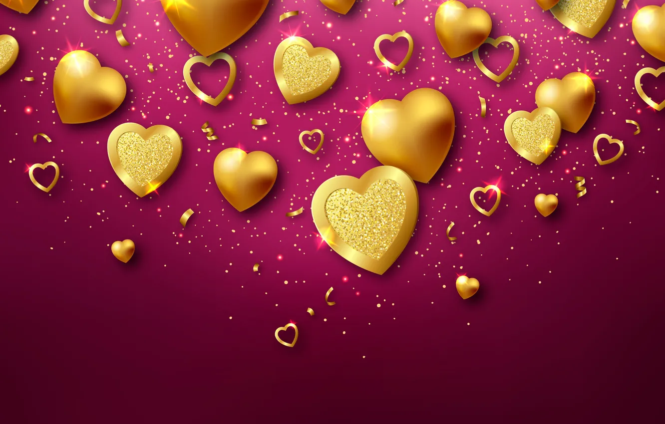 Фото обои любовь, романтика, сердце, сердечки, golden, love, happy, romantic