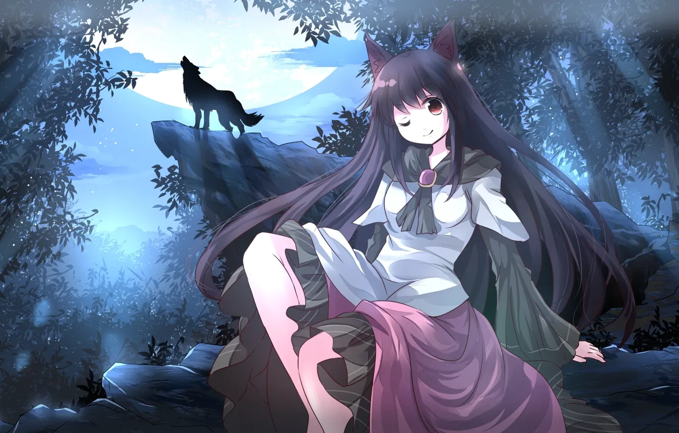 Фото обои Арт, animal ears, Touhou Project, Imaizumi Kagerou, Inumimi
