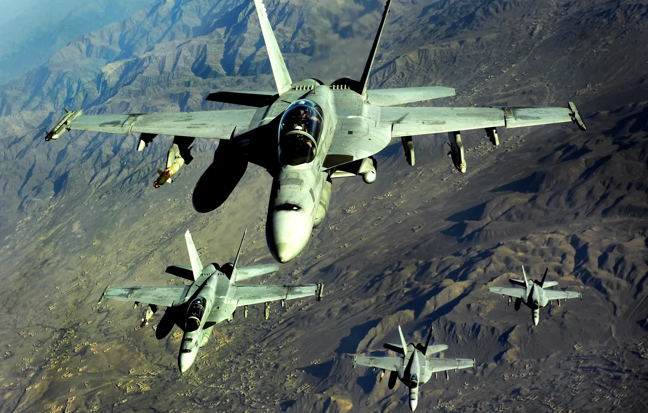 Фото обои полет, истребители, Hornet, FA-18