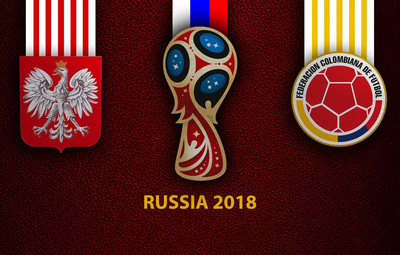 Фото обои wallpaper, sport, logo, football, FIFA World Cup, Russia 2018, Poland vs Colombia