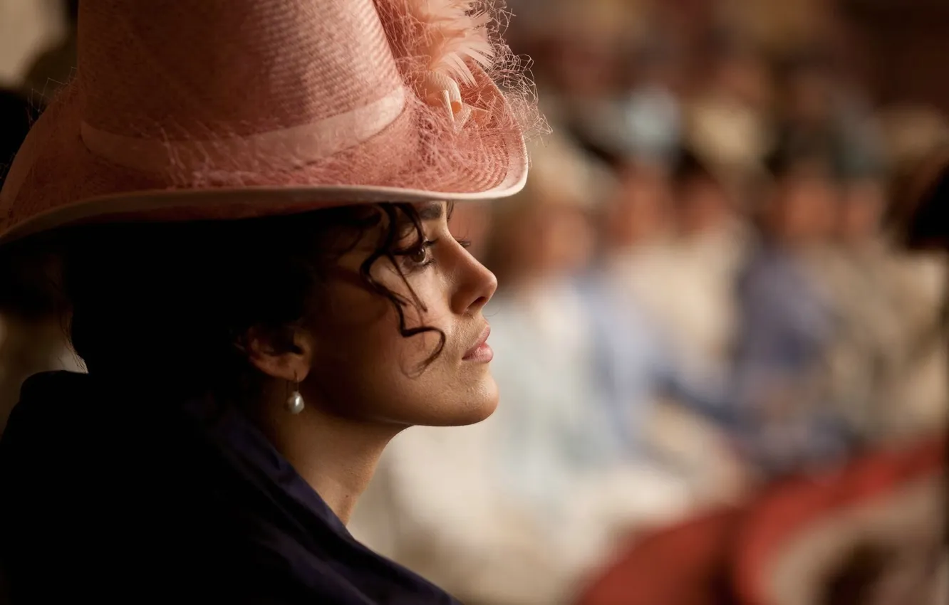 Фото обои девушка, шляпа, актриса, профиль, Keira Knightley, шляпка, кира найтли