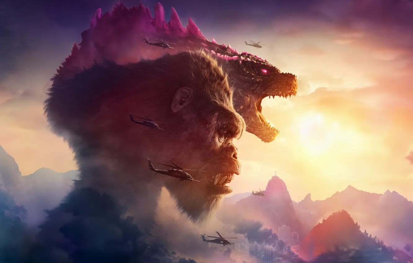 Фото обои фантастика, боевик, Godzilla x Kong: The New Empire, Годзилла и Конг: Новая империя