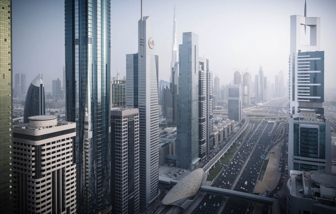 Фото обои город, Дубай, ОАЭ, улца