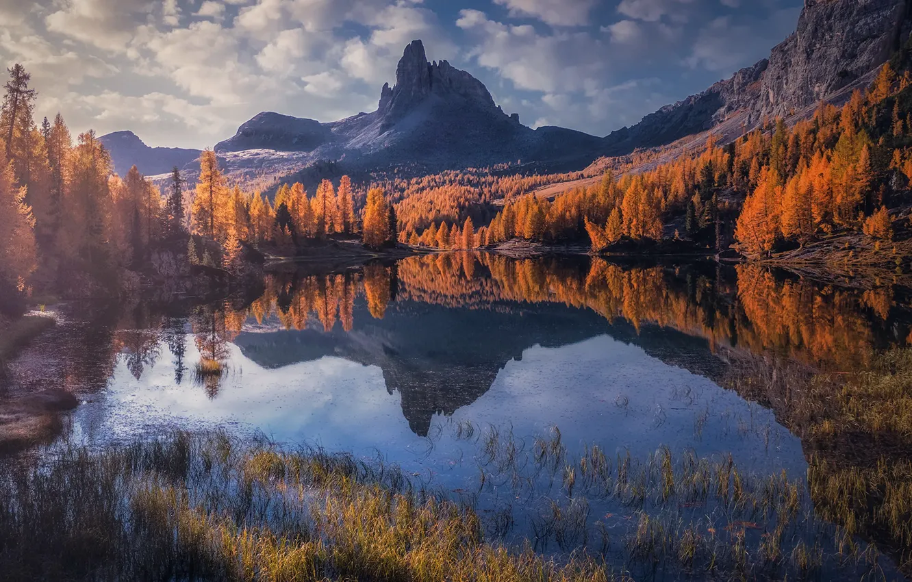 Фото обои осень, горы, озеро